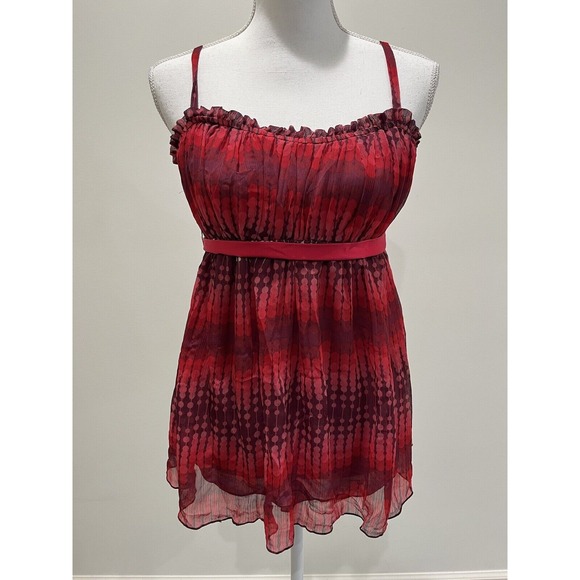 Mixit Tops - Vintage Womens Y2K Sheer Babydoll Top Size M Red Dark Fairy Whimsigoth Tie